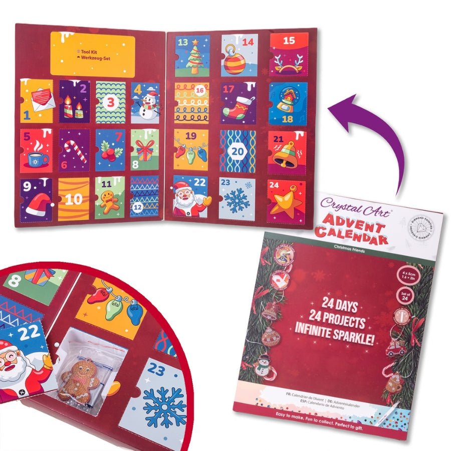 Christmas Friends Crystal Art Advent Calendar 24 Decorations