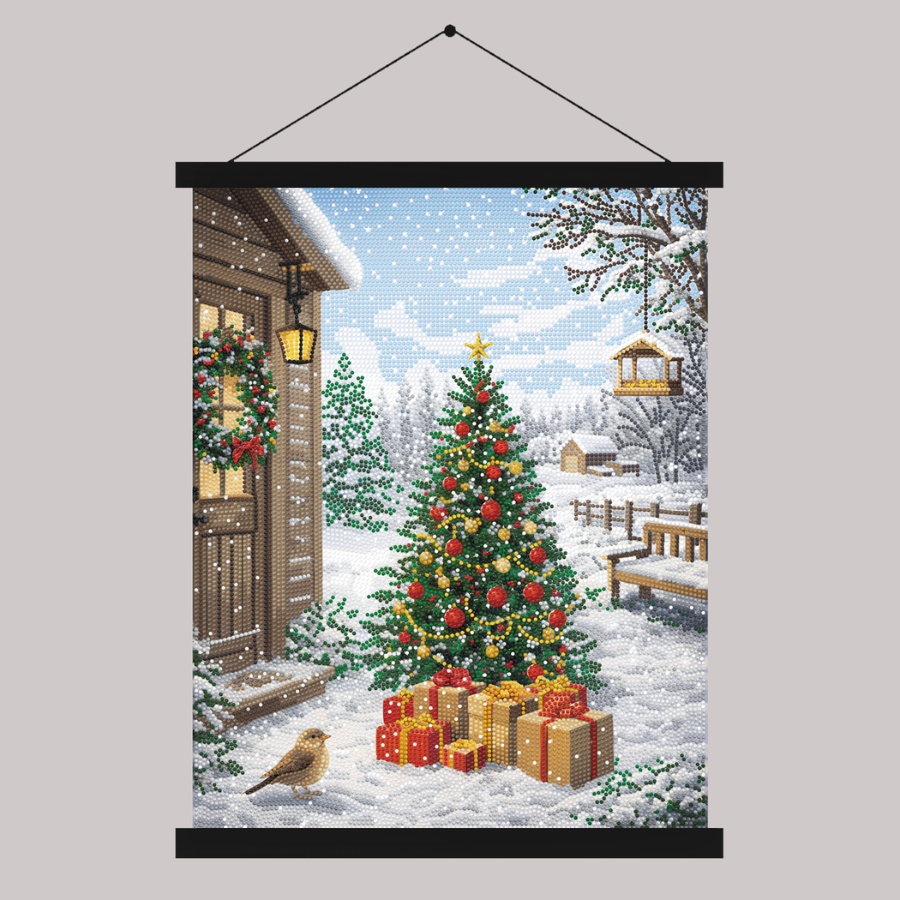 Christmas In The Garden Crystal Art Scroll Kit 40x50cm