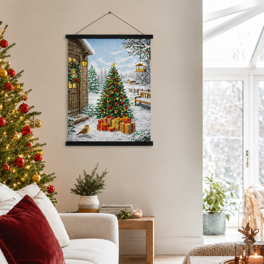 Christmas In The Garden Crystal Art Scroll Kit 40x50cm