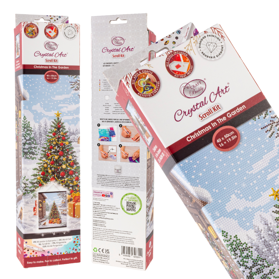 Christmas In The Garden Crystal Art Scroll Kit 40x50cm