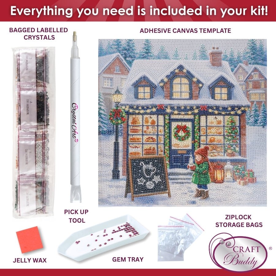 Christmas Shop Crystal Art Canvas Kit 35x35cm