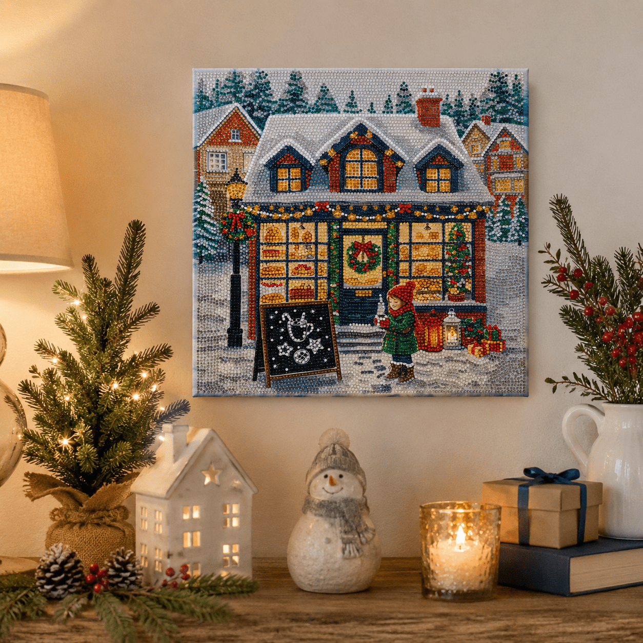 Christmas Shop Crystal Art Canvas Kit 35x35cm