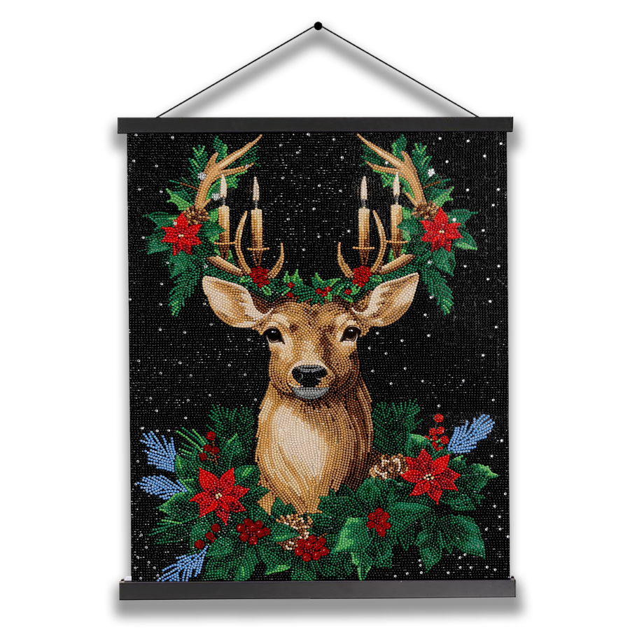 Christmas Stag Crystal Art Scroll Kit 40x50cm complete