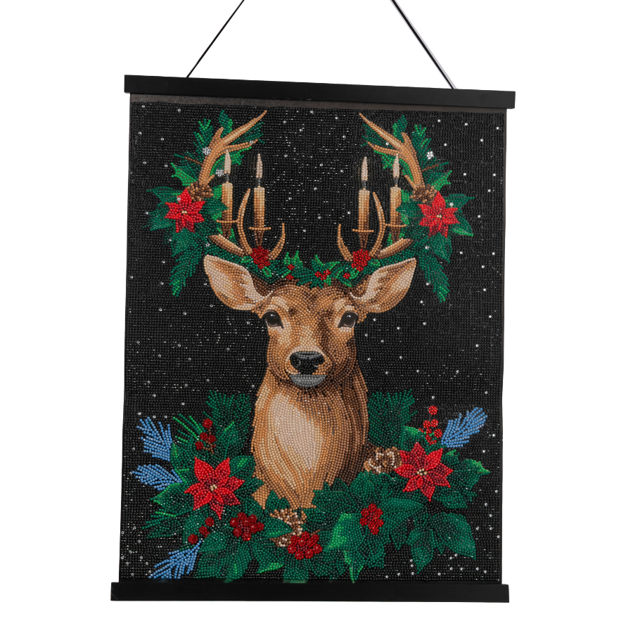Christmas Stag Crystal Art Scroll Kit 40x50cm finished