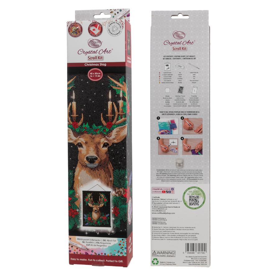 Christmas Stag Crystal Art Scroll Kit 40x50cm pack