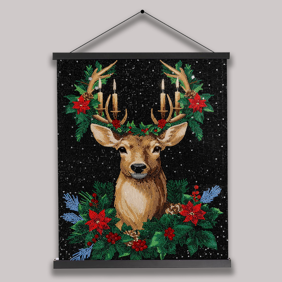 Christmas Stag Crystal Art Scroll Kit 40x50cm scroll