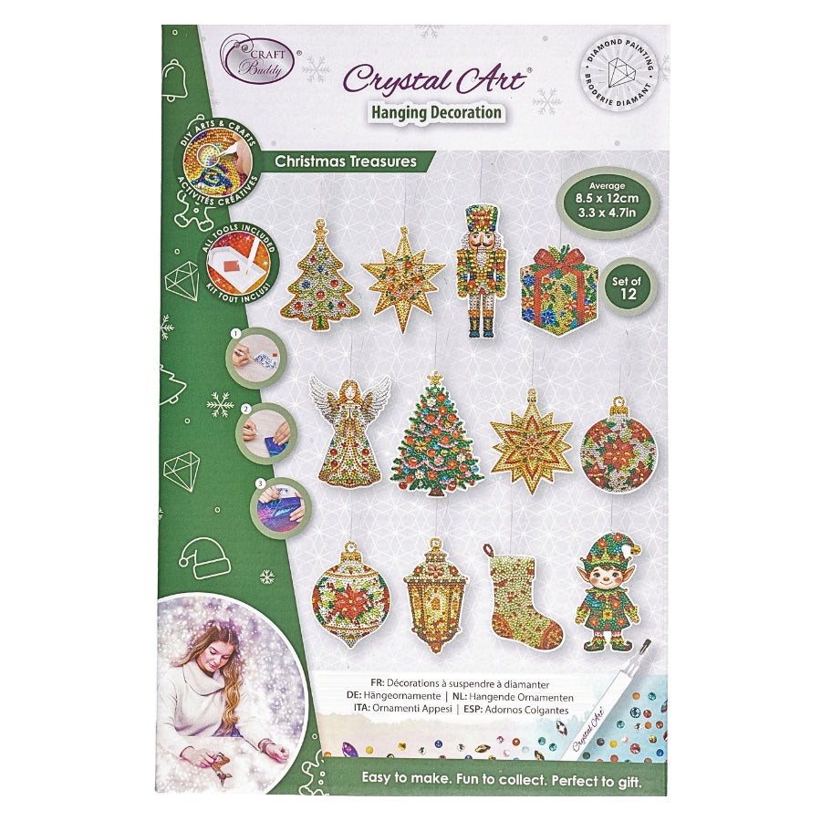 Christmas Treasures Crystal Art Hanging Decoration Kit x 12