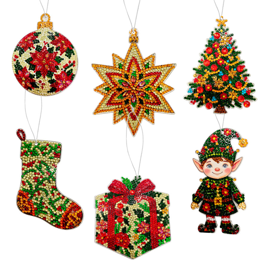 Christmas Treasures Crystal Art Hanging Decoration Kit x 12