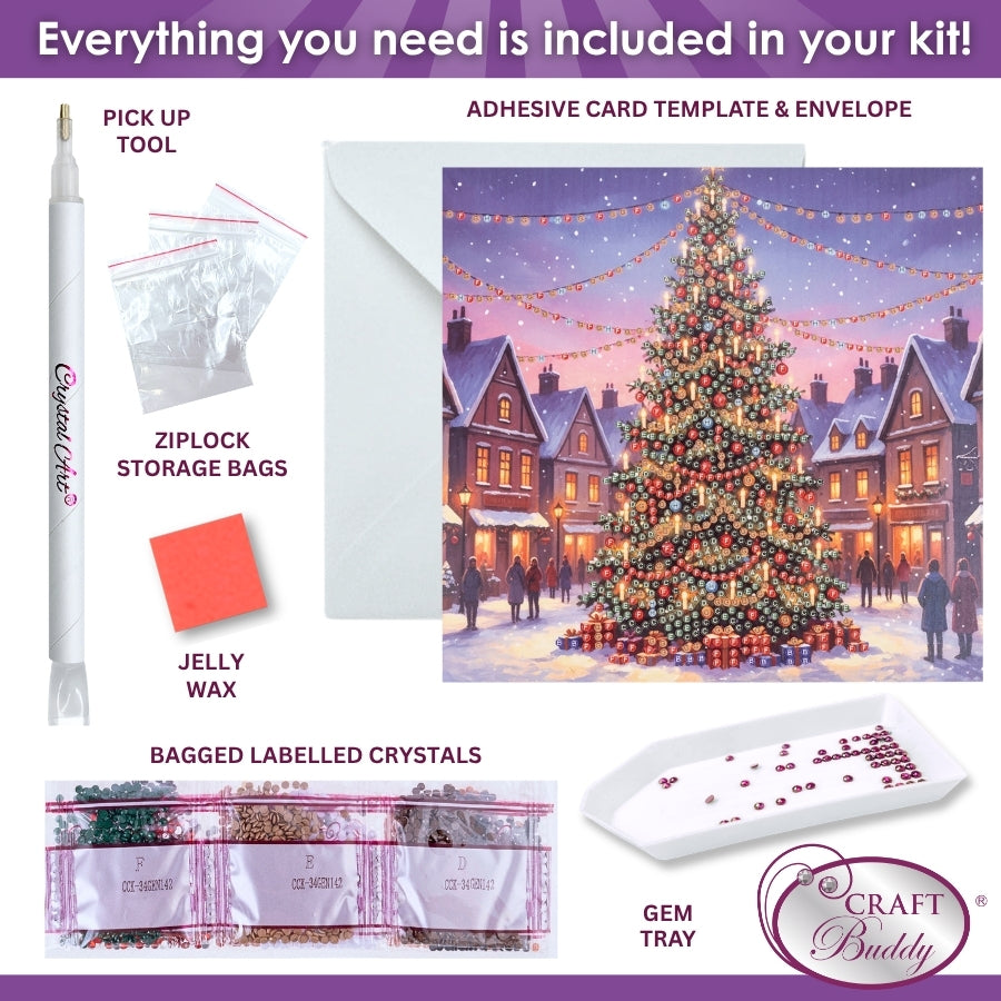 Christmas In The Square Crystal Art Card Kit 18x18cm