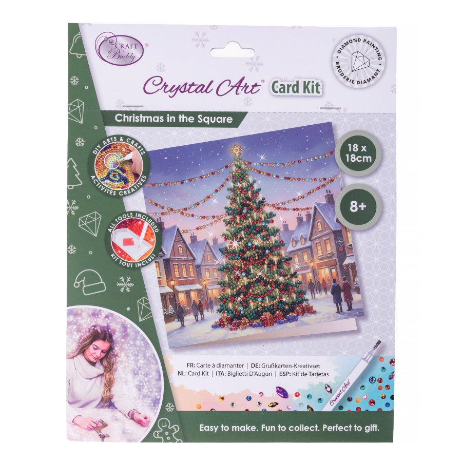 Christmas In The Square Crystal Art Card Kit 18x18cm