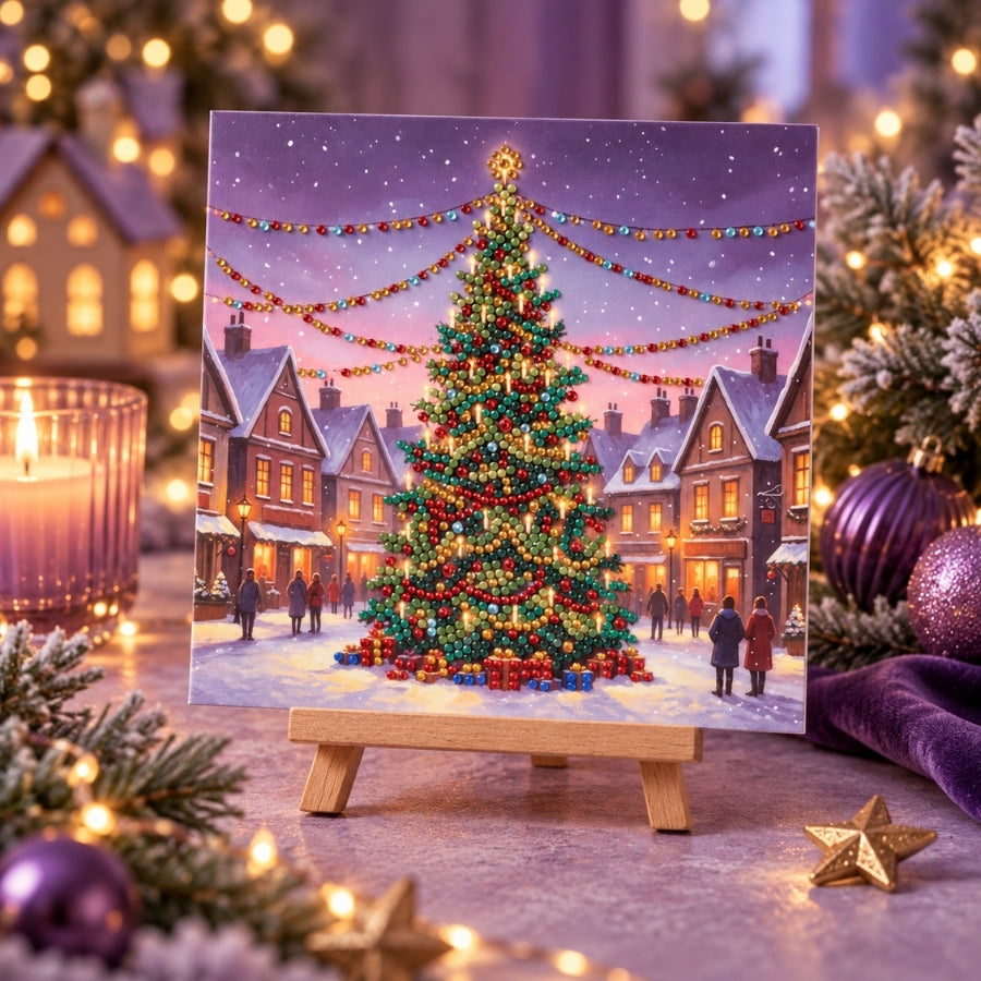 Christmas In The Square Crystal Art Card Kit 18x18cm