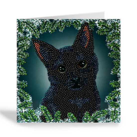 CCK-XM110: Christmas Cat 18 x 18cm Crystal Art Card