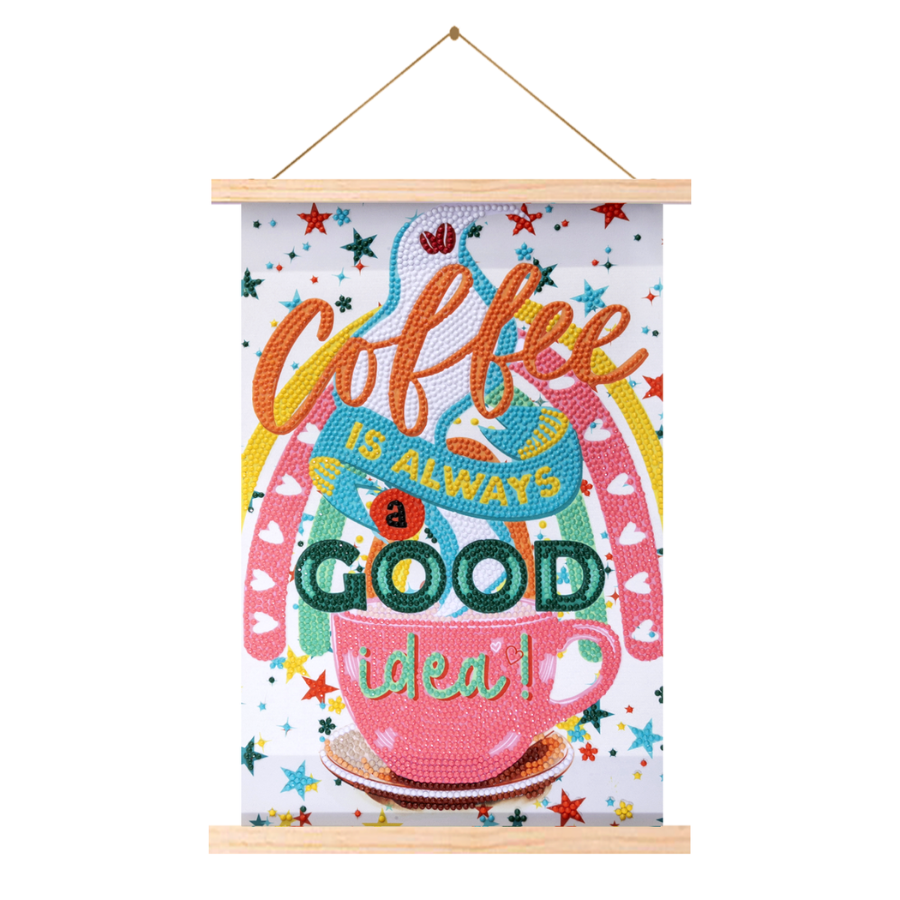 Coffee Mini Crystal Art Scroll Kit 20x30 8