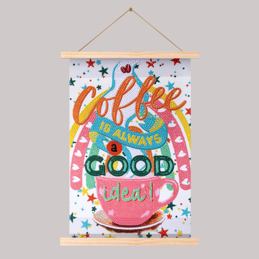 Coffee Mini Crystal Art Scroll Kit 20x30 9