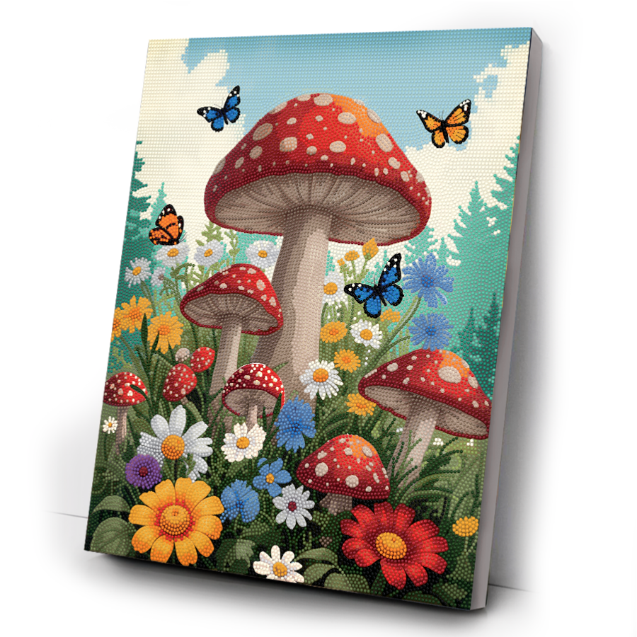 Colourful Mushrooms Crystal Art Canvas Kit 40x50cm