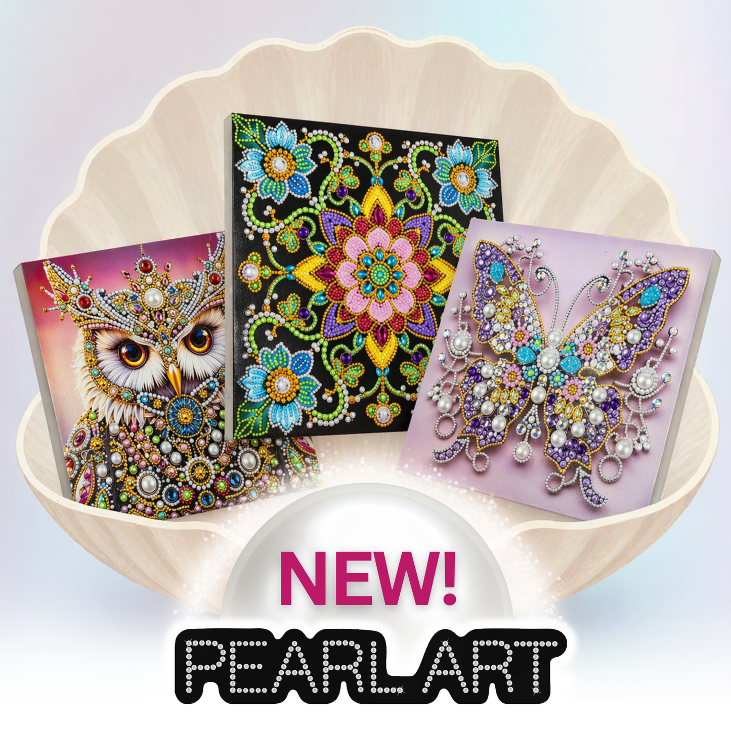 Majestic Owl Colour Pearl Art Canvas Kit 30x30cm
