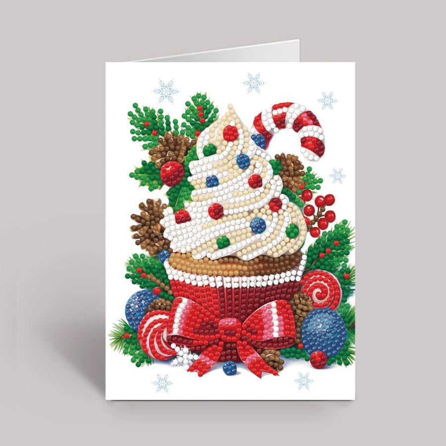 Christmas Cupcake Crystal Art Card Kit 12x17cm