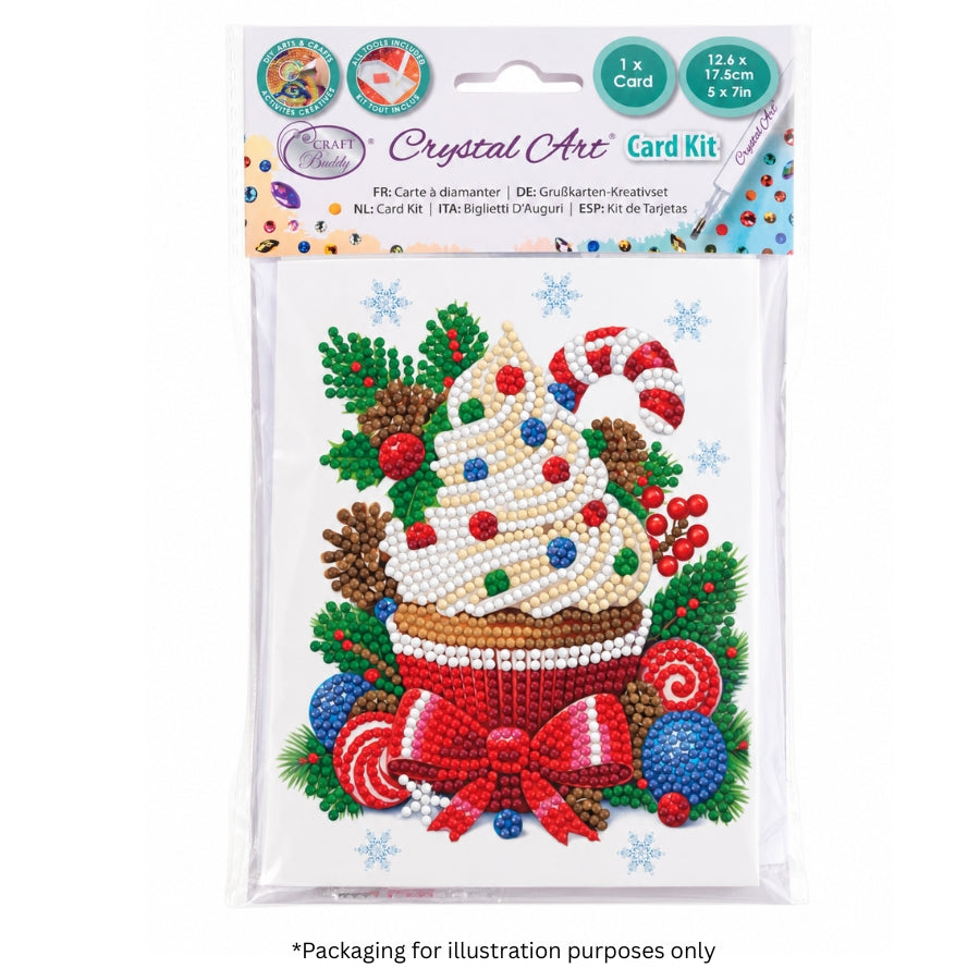 Christmas Cupcake Crystal Art Card Kit 12x17cm