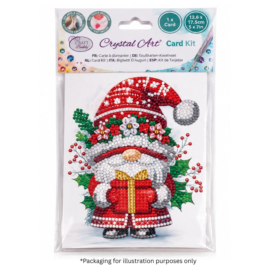 Holiday Gnome Crystal Art Card Kit 12x17cm