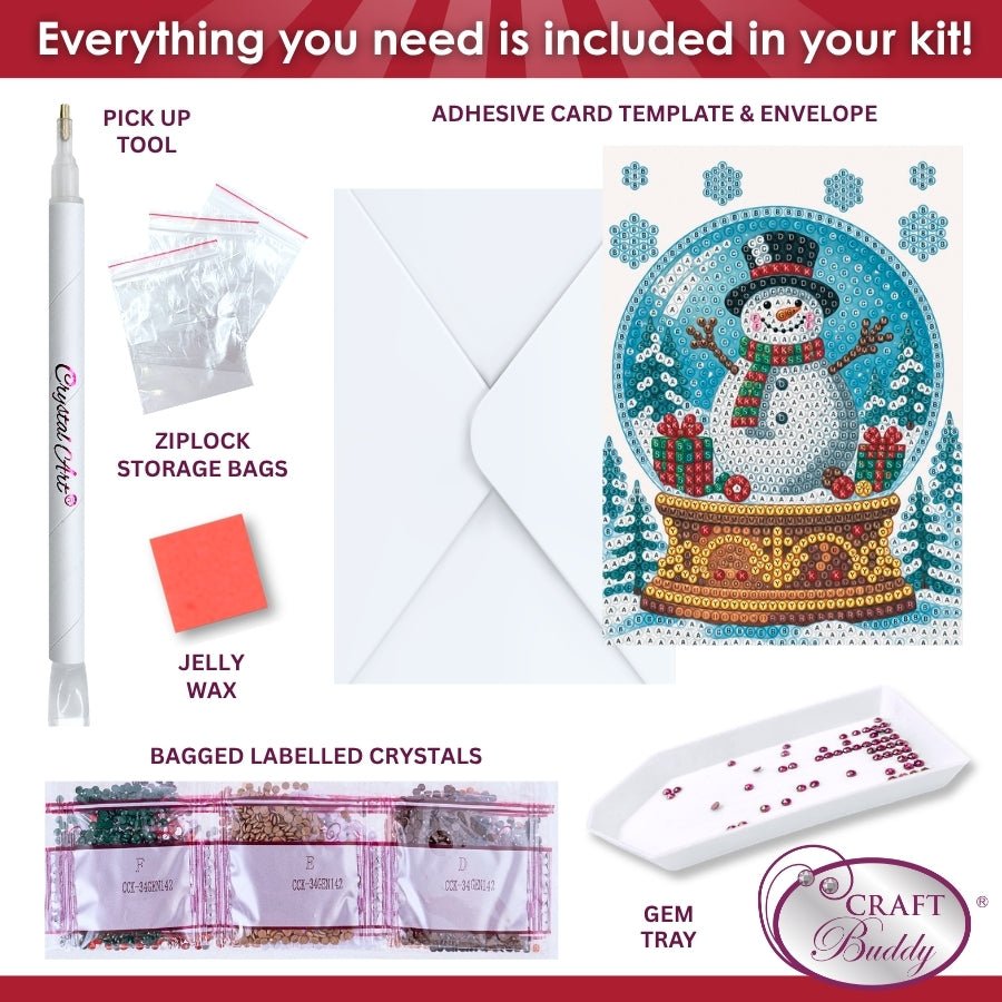 Jolly Snowman Crystal Art Card Kit 12x17cm