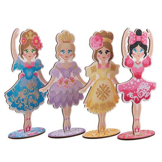 Crystal Art Wooden Decoration Kit Ballerinas angled