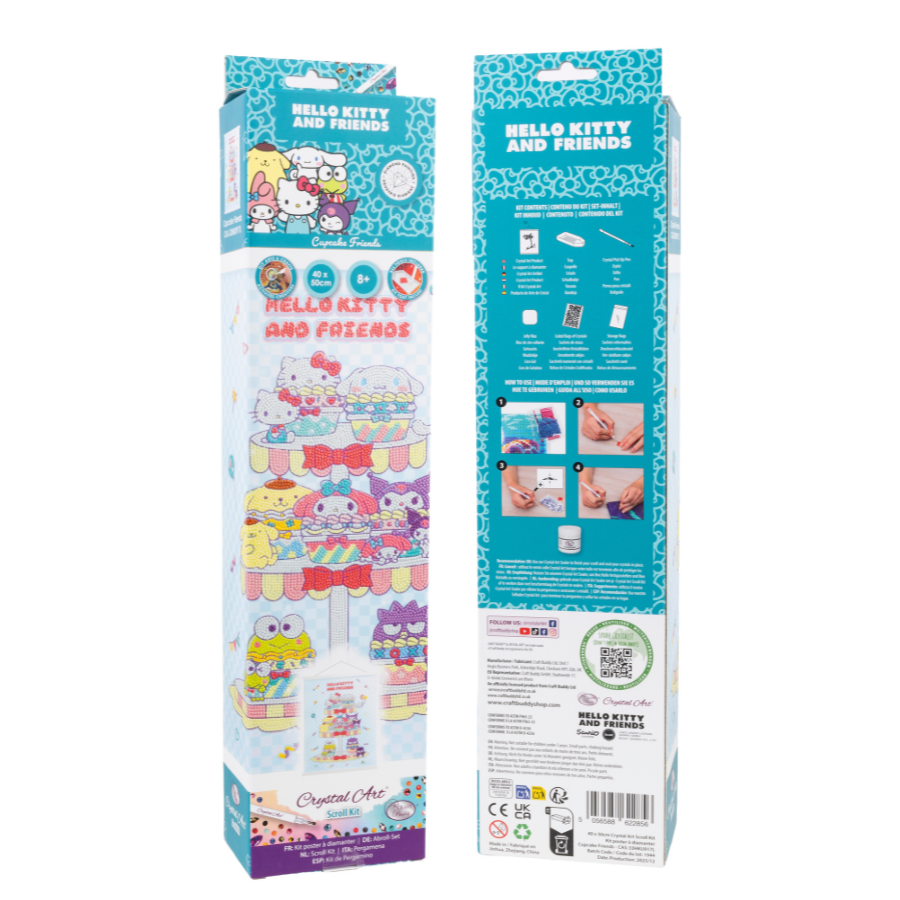Cupcake Friends Crystal Art Scroll Kit 40x50cm Hello Kitty