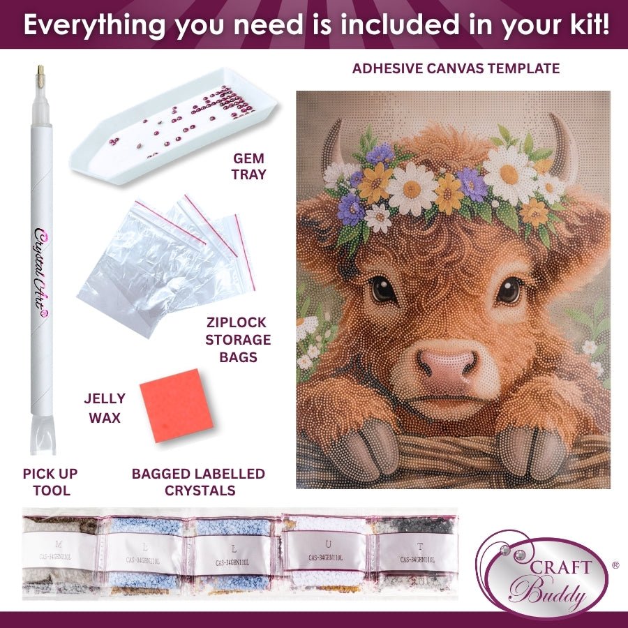 Cute Calf Crystal Art Canvas Kit 40x50cm