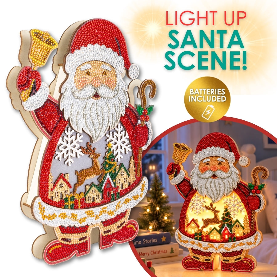 Santa Crystal Art 3D Buildable Scene Kit LED Light Up