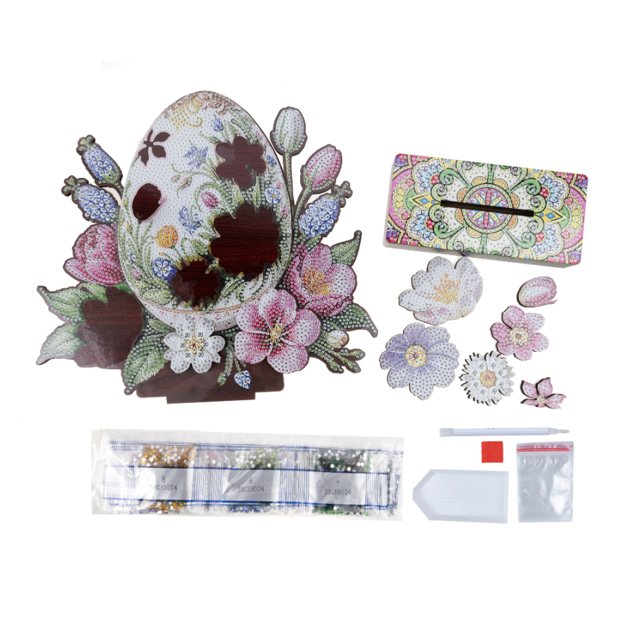 Easter Blooms Crystal Art Wooden Decoration Kit
