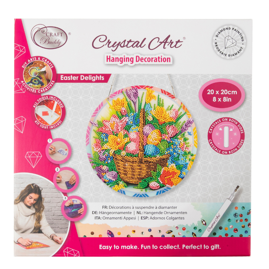 Easter Bunny Garden & Easter Delights Crystal Art Hanging Decoration Set of 2