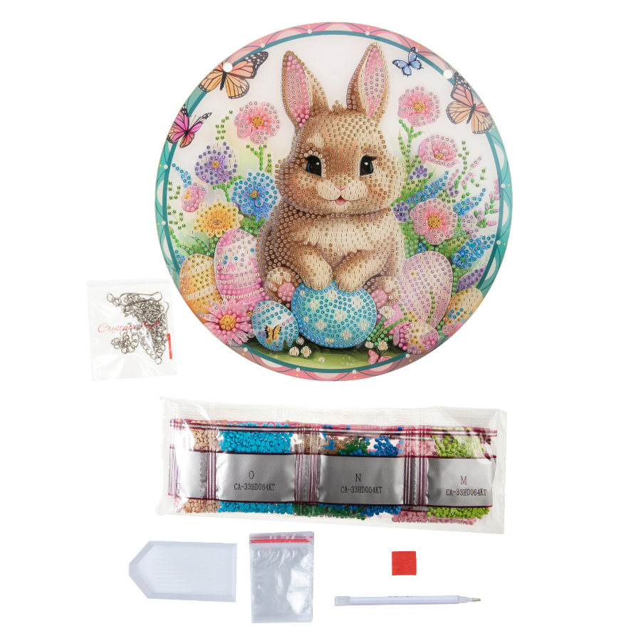 Easter Bunny Garden & Easter Delights Crystal Art Hanging Decoration Set of 2