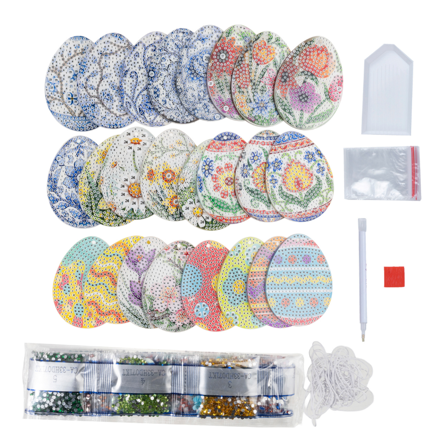 Easter Eggs Crystal Art Hanging Decoration Set of 24