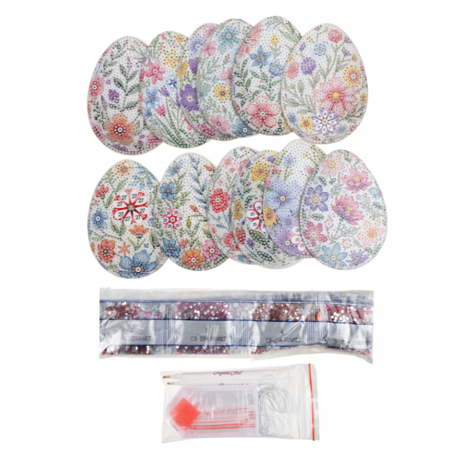 Easter Eggs Crystal Art Hanging Decoration Set of 12