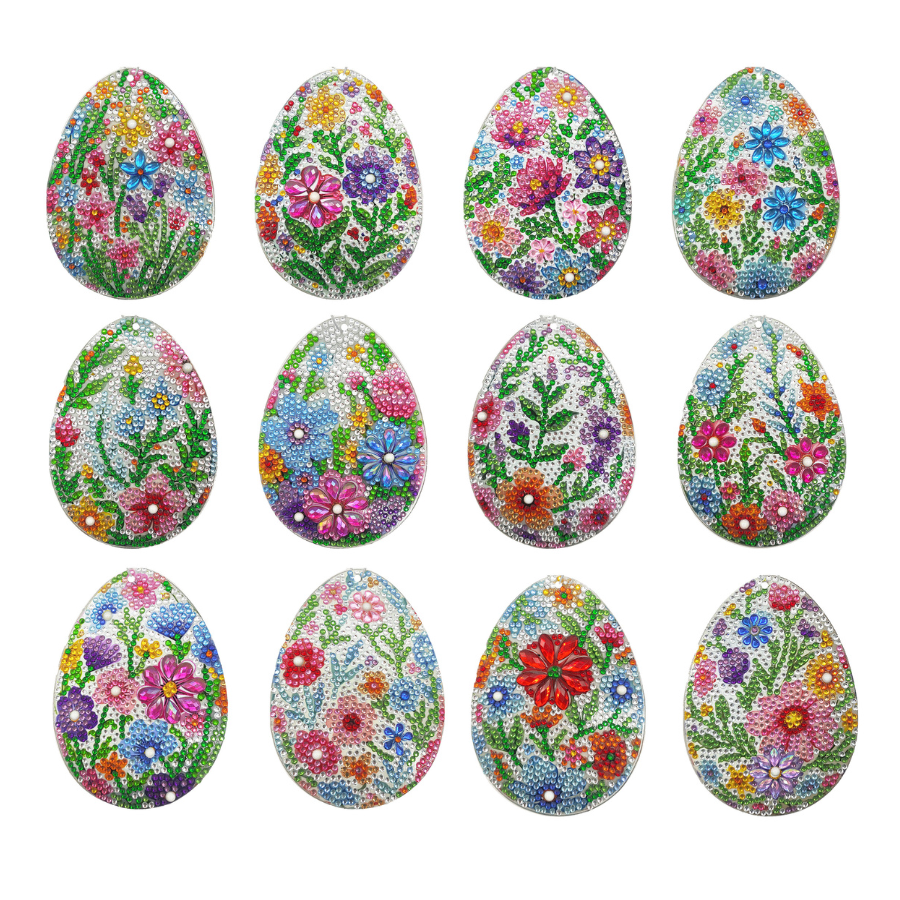 Easter Eggs Crystal Art Hanging Decoration Set of 12