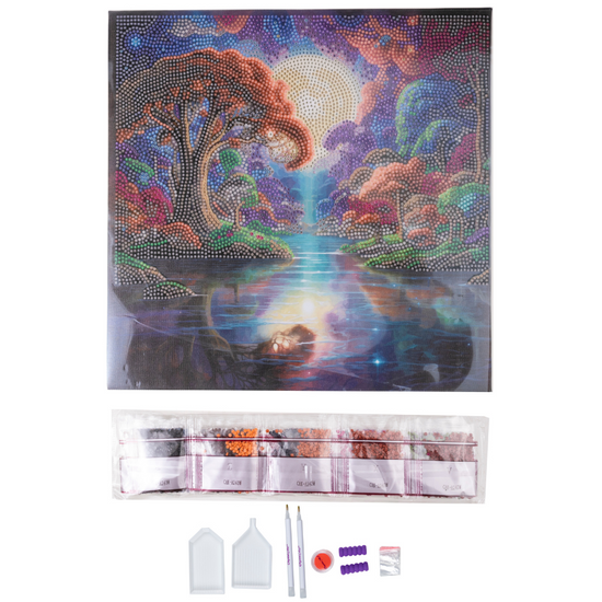 "Enchanted Lake" Crystal Art Canvas 30x30cm Content