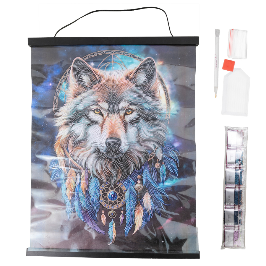 Enchanted Wolf Crystal Art Scroll Kit 40x50 7