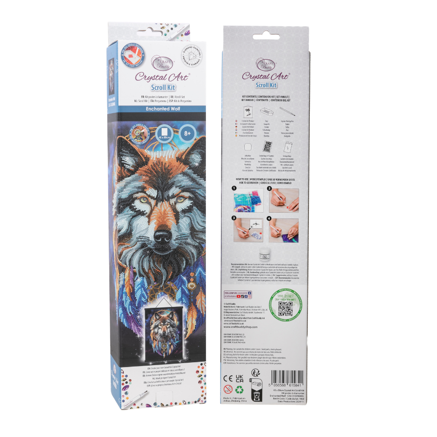 Enchanted Wolf Crystal Art Scroll Kit 40x50 8