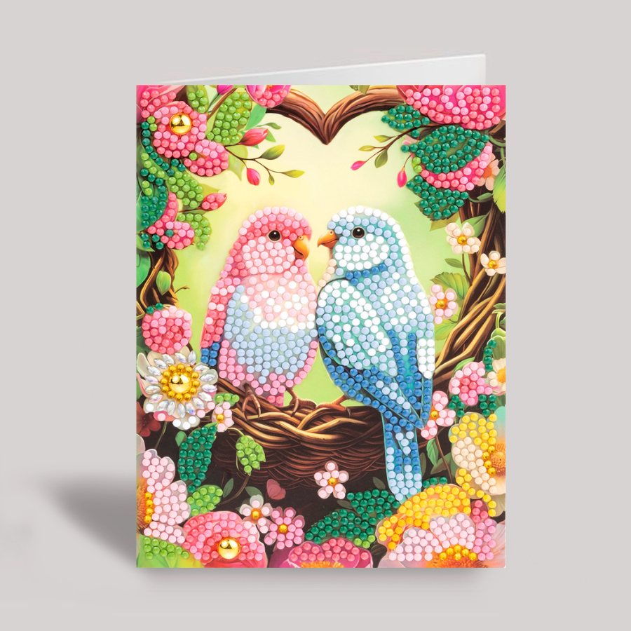 Floral Birds Crystal Art Card Kit 12.6cm x 17.5cm