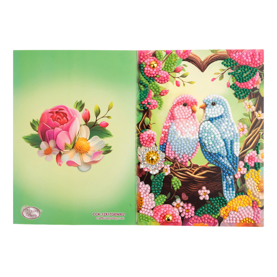 Floral Birds Crystal Art Card Kit 12.6cm x 17.5cm