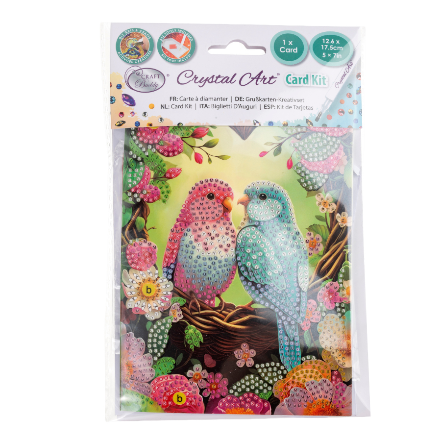 Floral Birds Crystal Art Card Kit 12.6cm x 17.5cm