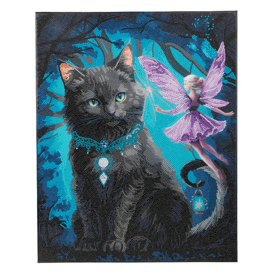 The Fairy & The Midnight Cat Crystal Art Canvas Kit 40x50cm