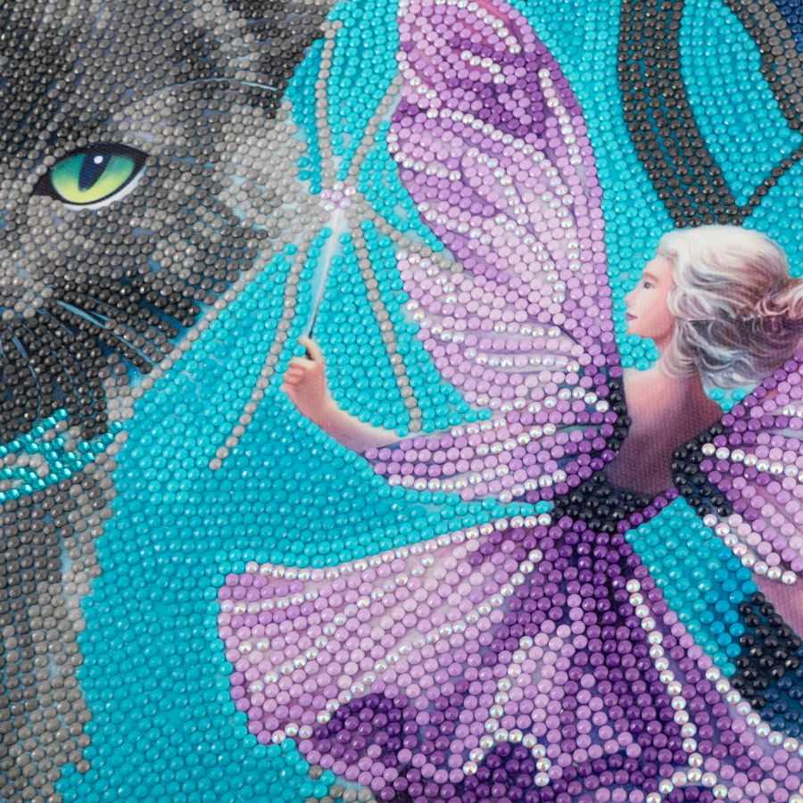The Fairy & The Midnight Cat Crystal Art Canvas Kit 40x50cm