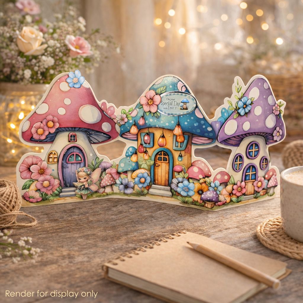 Fairy Mushroom House Card Collection Card Making Kit x 24