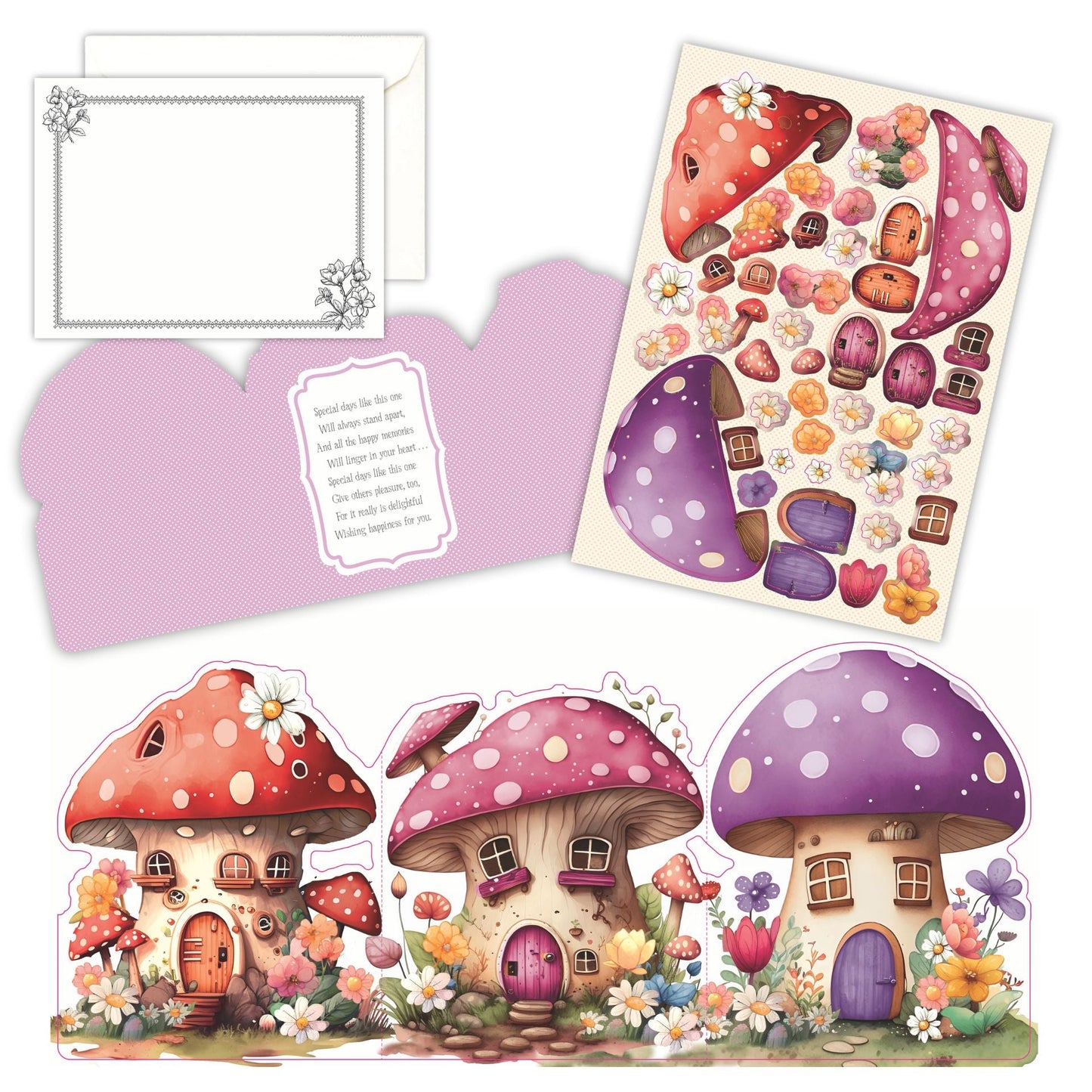 Fairy Mushroom House Card Collection Card Making Kit x 24