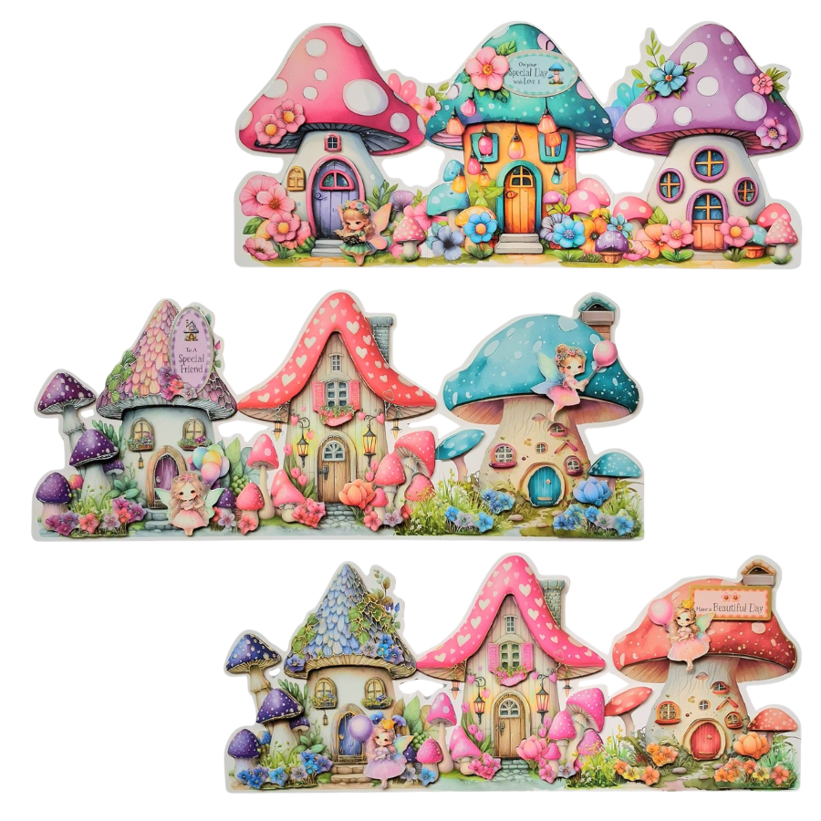 Fairy Mushroom House Card Collection Card Making Kit x 24