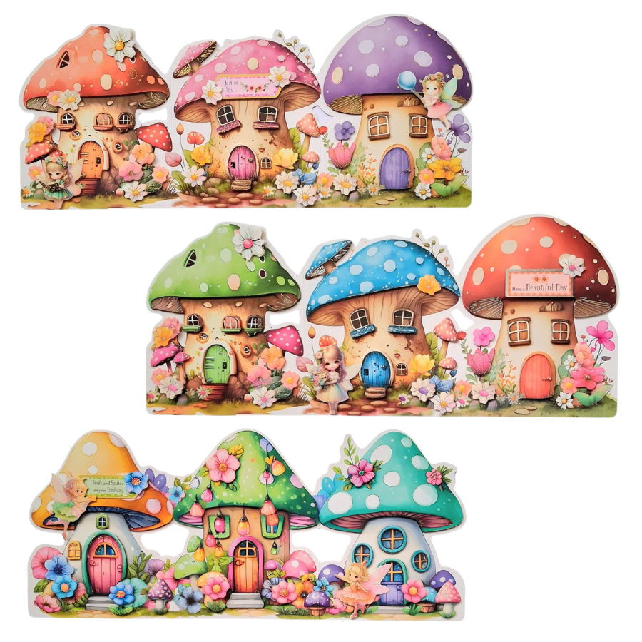 Fairy Mushroom House Card Collection Card Making Kit x 24