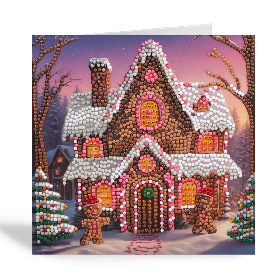 Festive Gingerbread Crystal Art Card 18x18 complete
