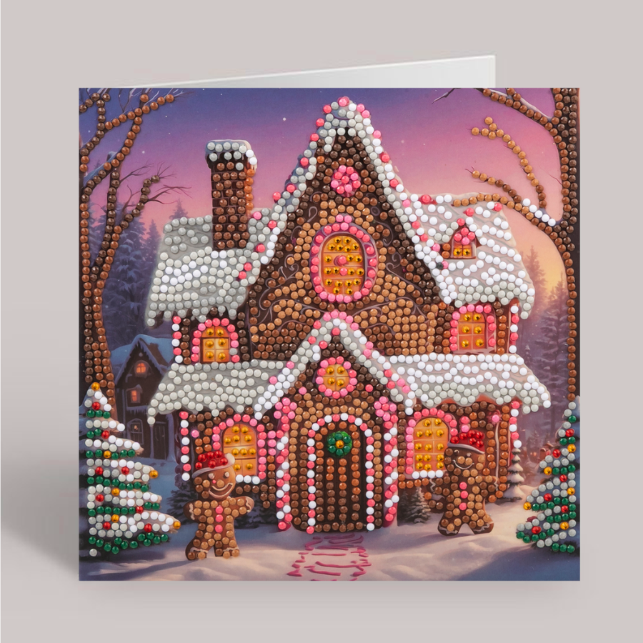 Festive Gingerbread Crystal Art Card 18x18 complete