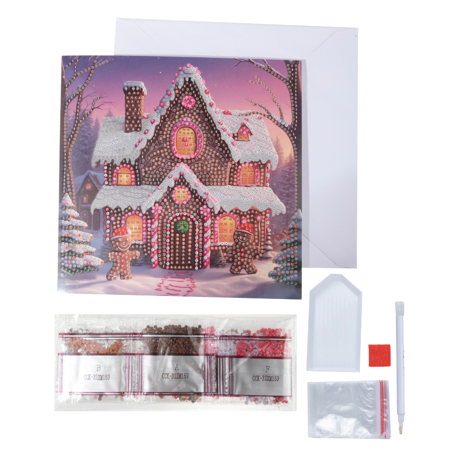 Festive Gingerbread Crystal Art Card 18x18 contents