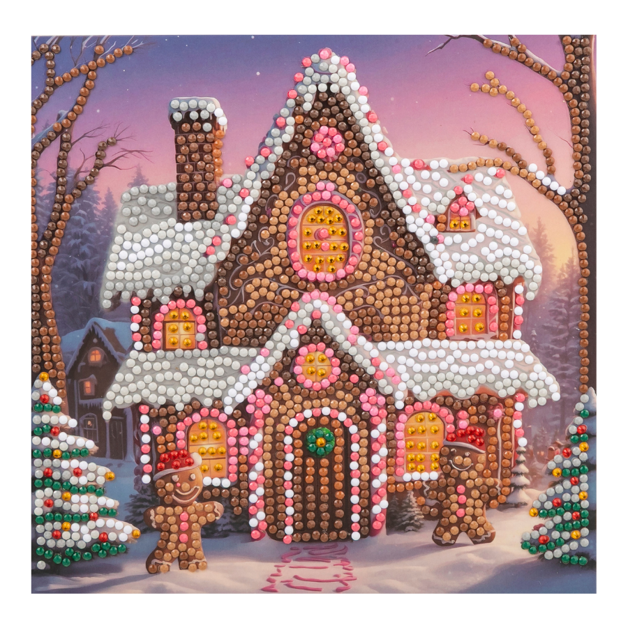 Festive Gingerbread Crystal Art Card 18x18 design